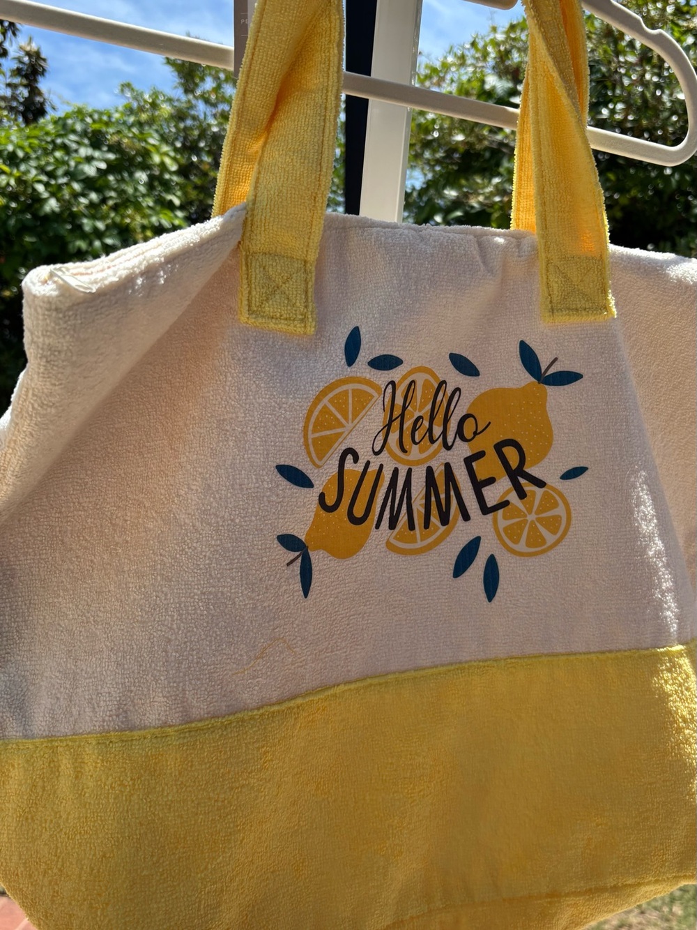 Hello Summer Yellow lemon Two-Tone Tote Bag